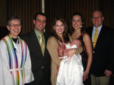 With Pastor Cindy and Godparents Marie and Chris 