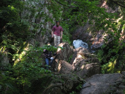 Jason climbs to the top of Copper Falls.