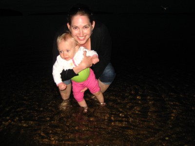 Hailey dips her toes in Lake Superior