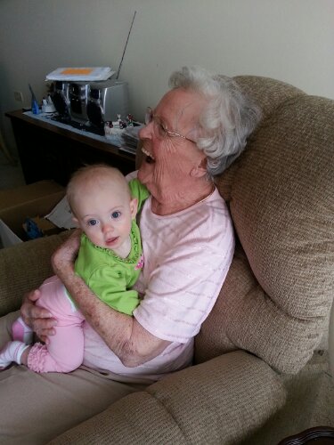 Snuggling with Great Grandma