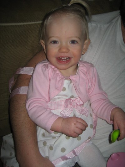 All dressed up for her last day in the Toddler 1 room at day care.  On to the Toddler 2 room. 