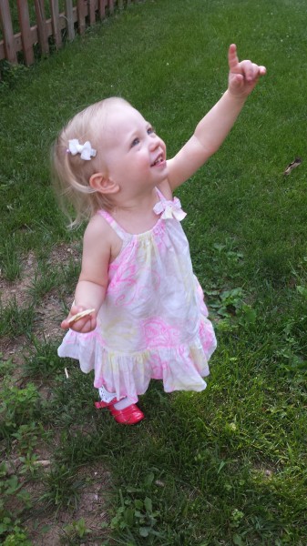 Hailey is sporting several of her dresses from last summer since she seems to be about a size 12 month dress.  Peanut.